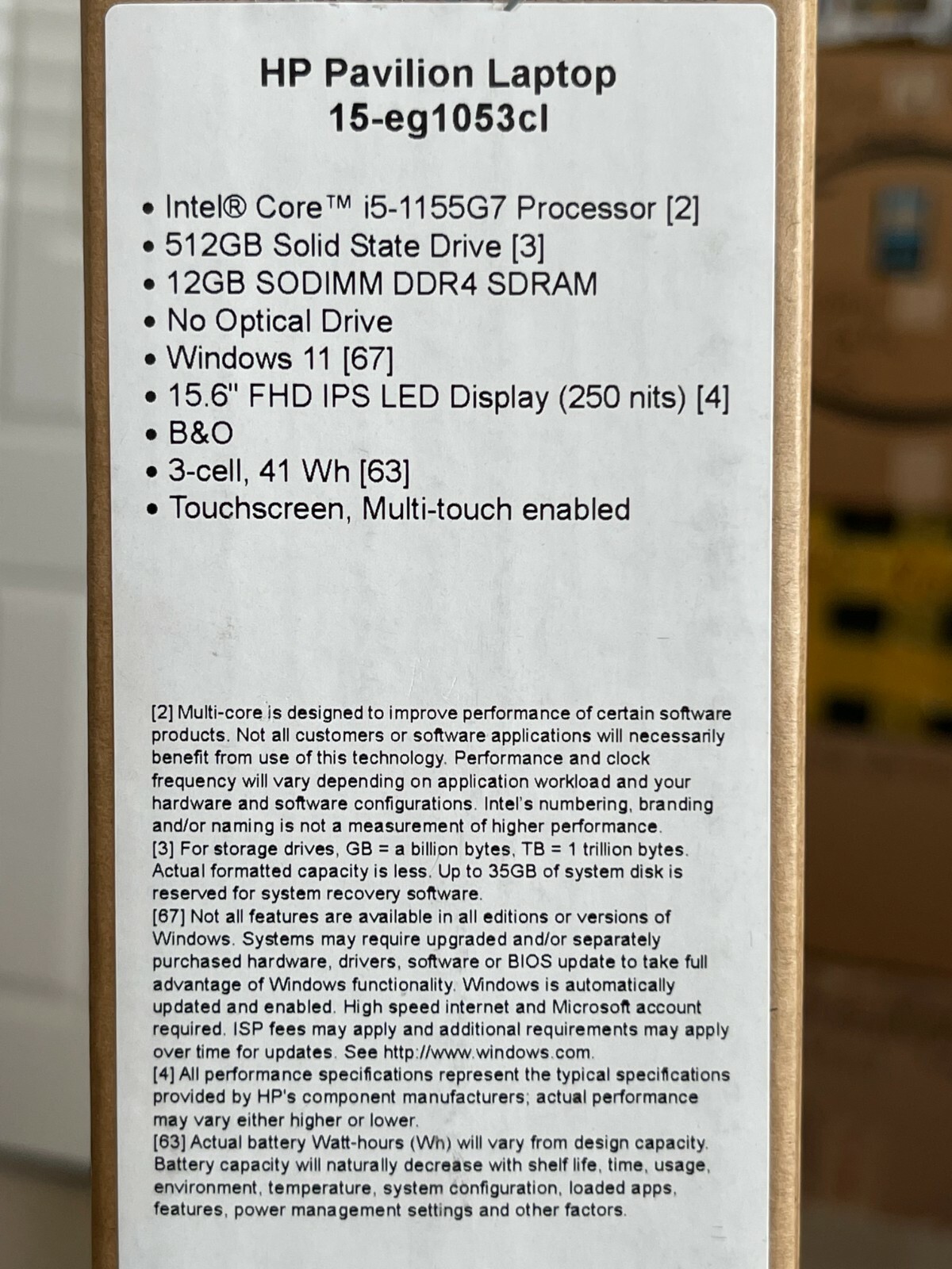 HP Pavilion 15.6″ Touch Laptop 11th Gen Intel i5- 512GB SSD 12GB RAM 15-eg1053cl