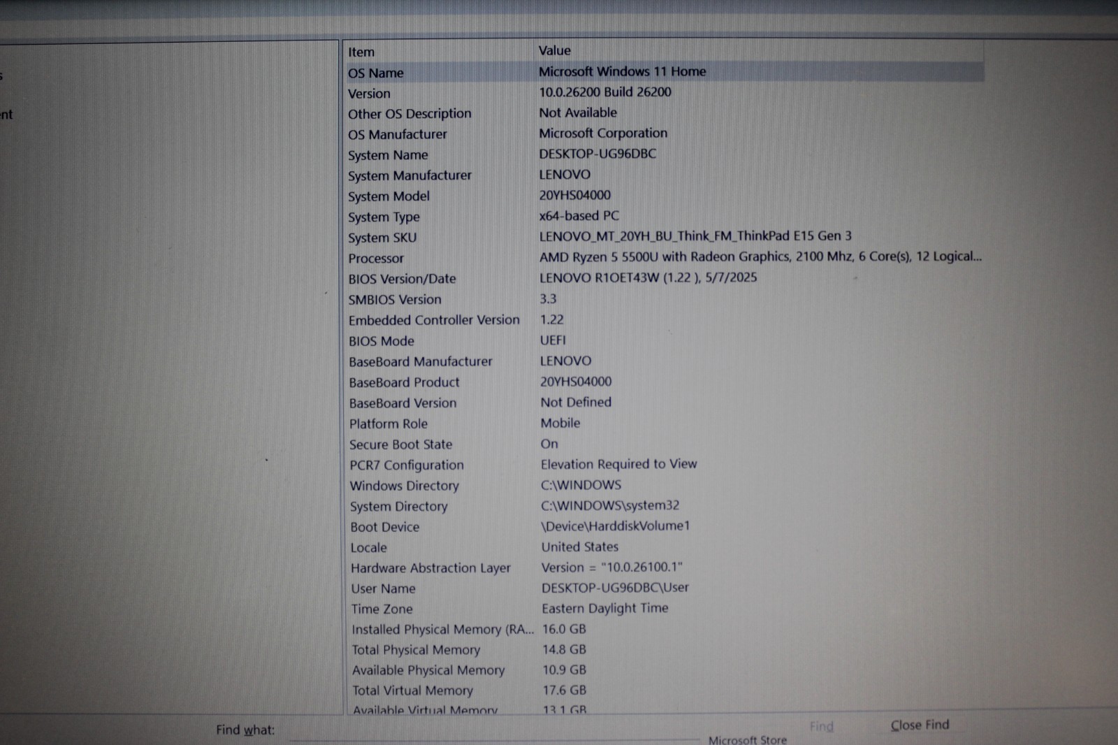 Lenovo Thinkpad E15 G3 AMD Ryzen 5 5500U 256SSD NvME 16GB DDR4 Win11Home