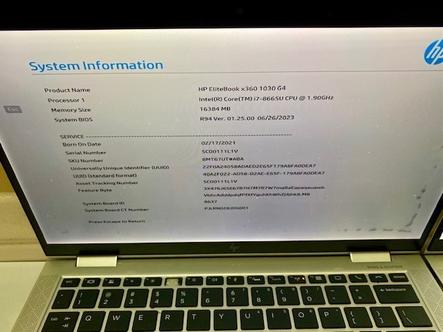 LOT 2 HP EliteBook x360 1030 G3 G4 16GB i7 1.90GHz
