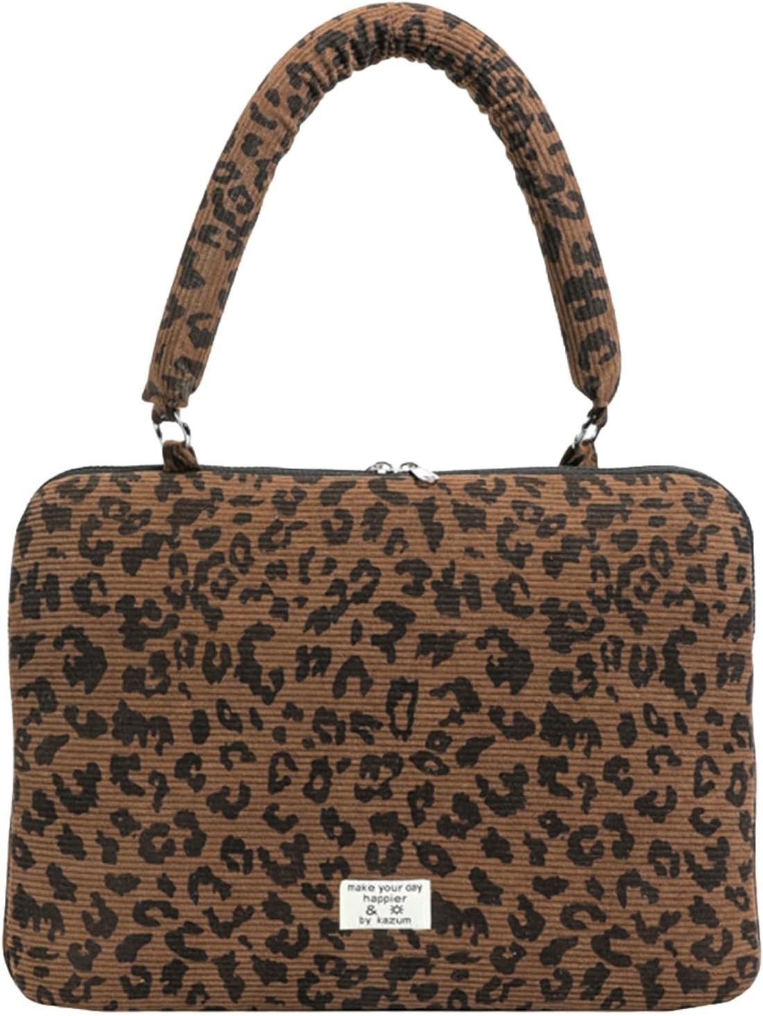 Leopard Puffy Laptop Sleeve 11,13,15 Inch Cheetah Print Quilted Laptop Case
