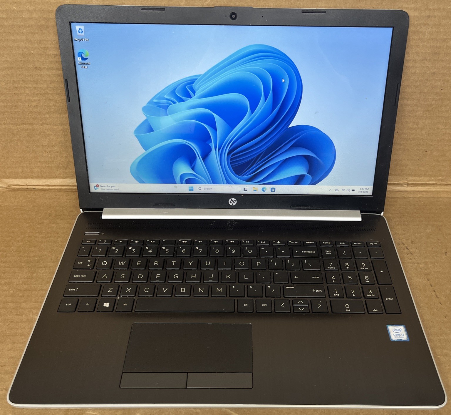 HP Notebook 15-da0012dx, Intel i3-8130U, 8GB RAM, 128GB SSD, W11P*READ*