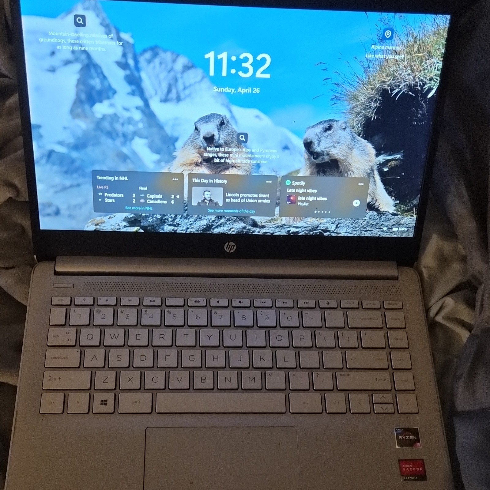HP 14″ Silver Notebook Laptop AMD Ryzen Radeon HDMI USB-C USB 3.0 Webcam Wi-Fi