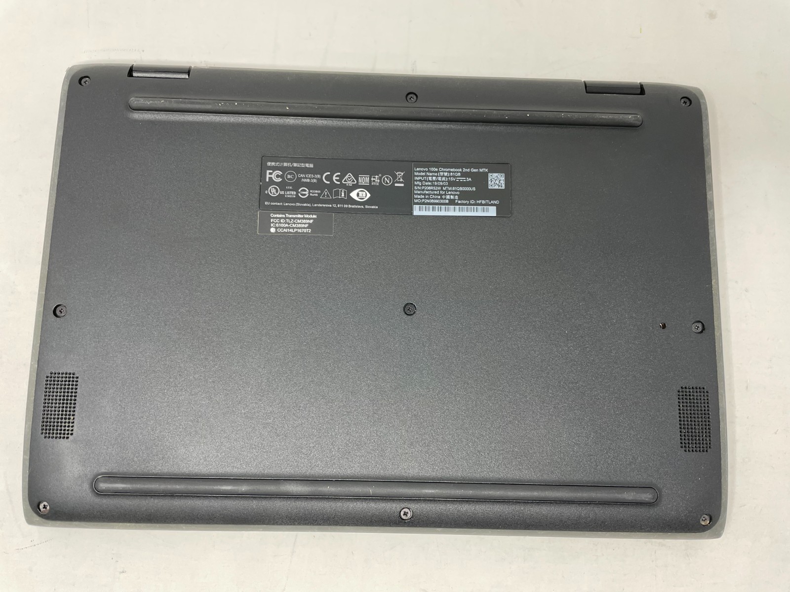 Lenovo Chromebook 100e 2nd Gen 11.6″-4gb-32GB SSD- Black W/Charger