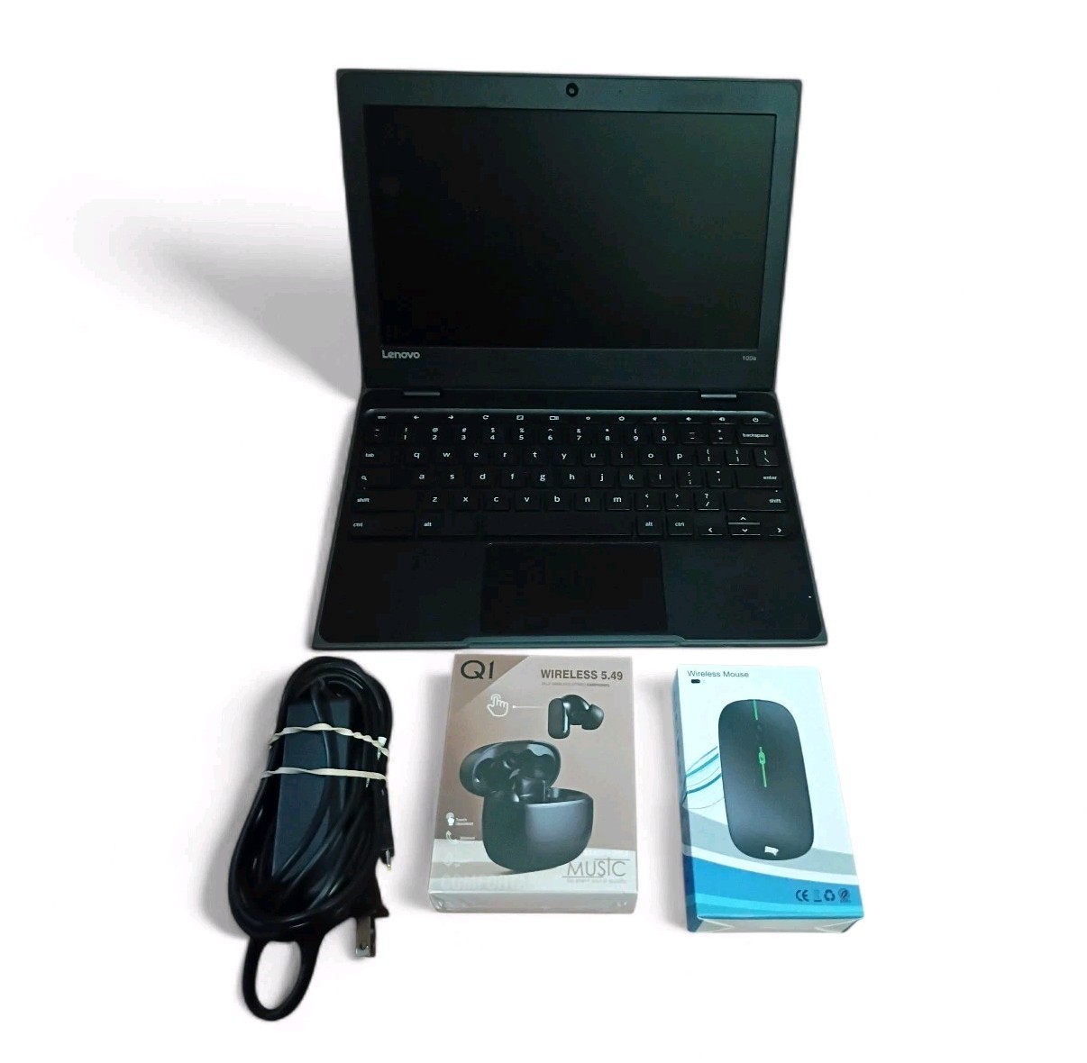 Lenovo Chromebook 100e 32GB Black Bundle With Wireles Mouse And Earbuds