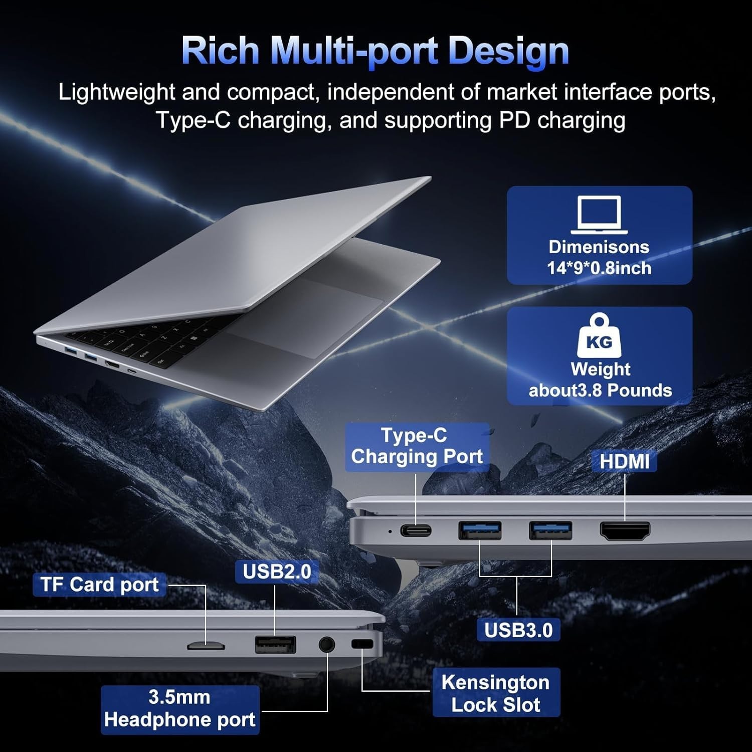 2026 Silver Laptop, Pentium Gold 6500Y ProcessorUp to 3.4GHz,8GB RAM 256GB SS…