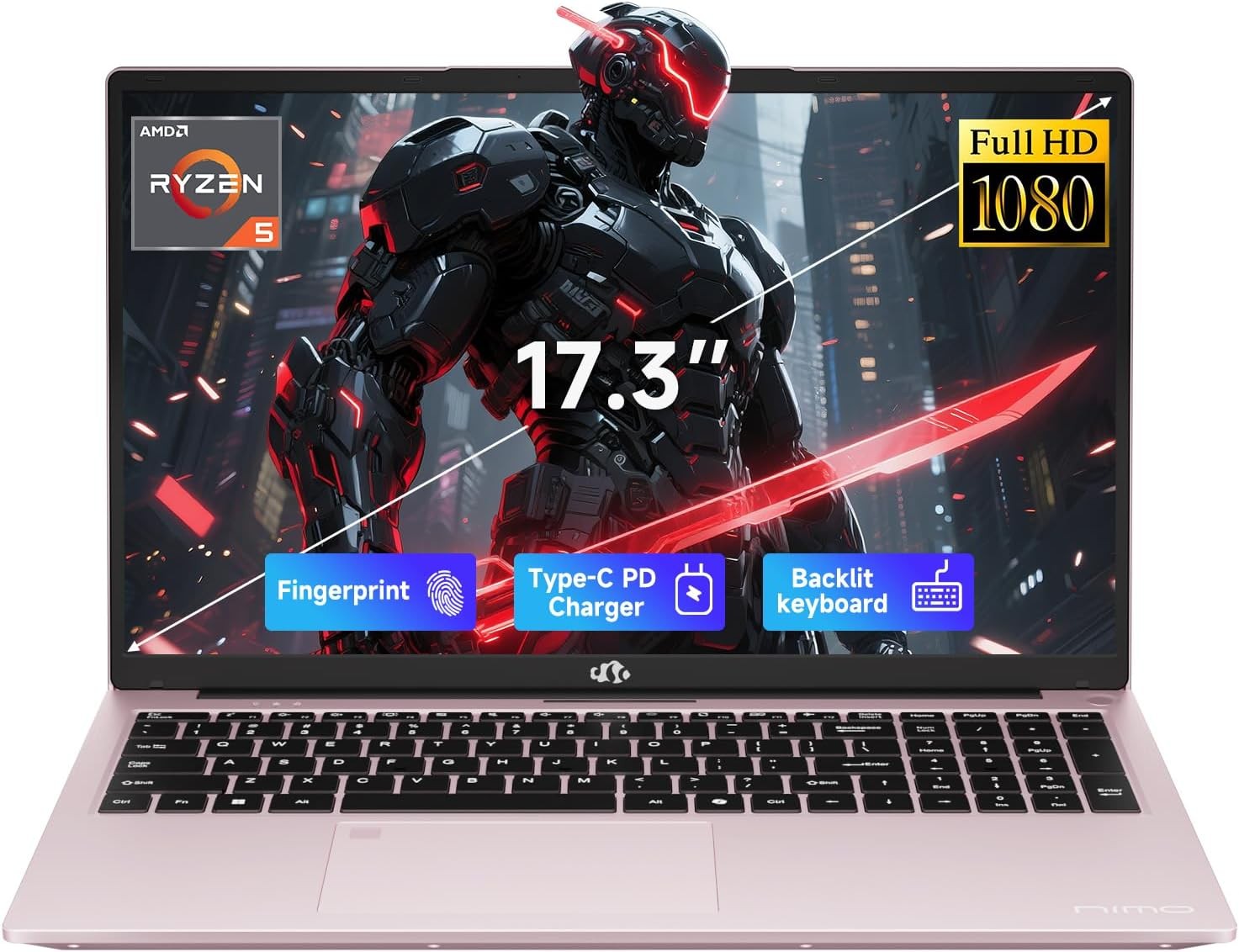 NIMO 17.3″ IPS Gaming Laptop AMD Ryzen 5 6600H 16GB DDR5 RAM 1TB SSD Upto 4.5GHz