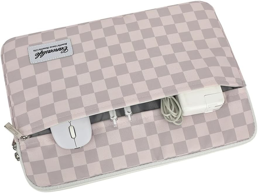 Neutral Checker Pattern Laptop Sleeve 15 Inch 15.6 Inch Waterproof Shockproof Ca