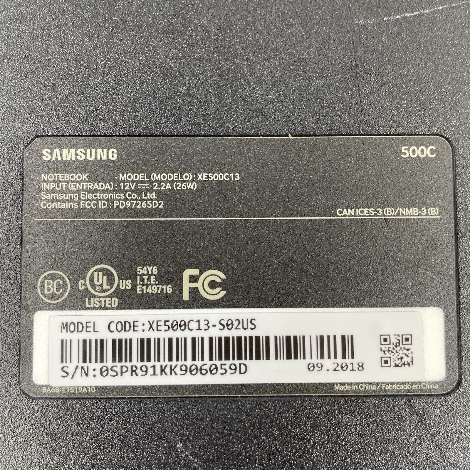 Samsung NoteBook 500C XE500C13 11.6″ Celeron N3060 1.60 GHz 4 GB RAM 16 GB SSD