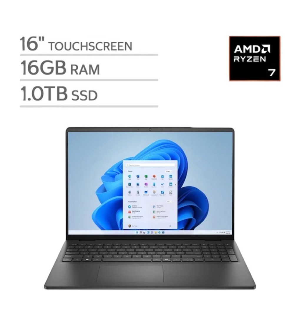 Dell 16 DC16255 16″ 1920×1200 FHD+ Touch Ryzen 7 250 16GB 1TB SSD W11H Laptop