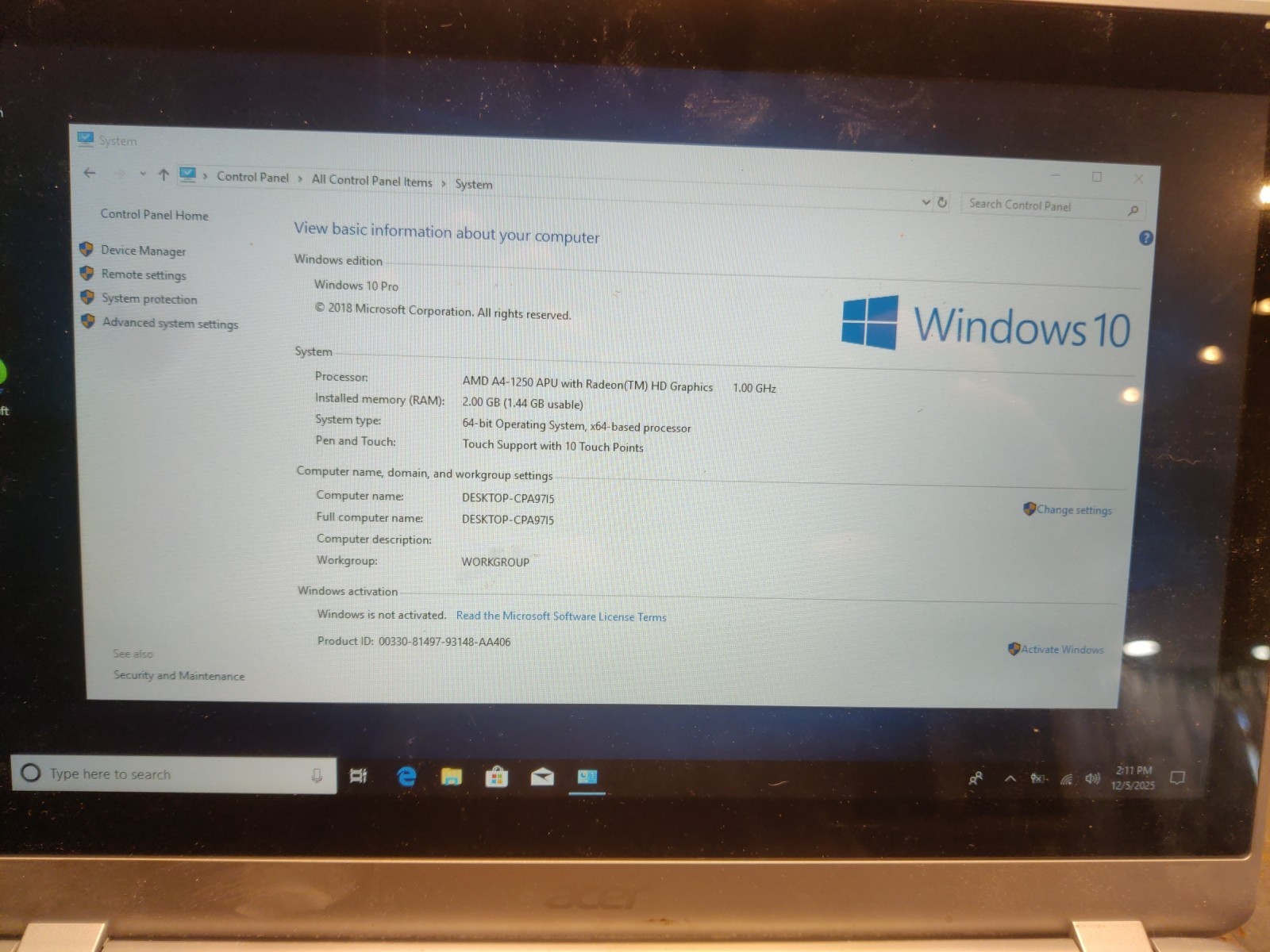 ACER Aspire V5-122P08 -Touch Screen Powers. On Parts Only Parts Worth It