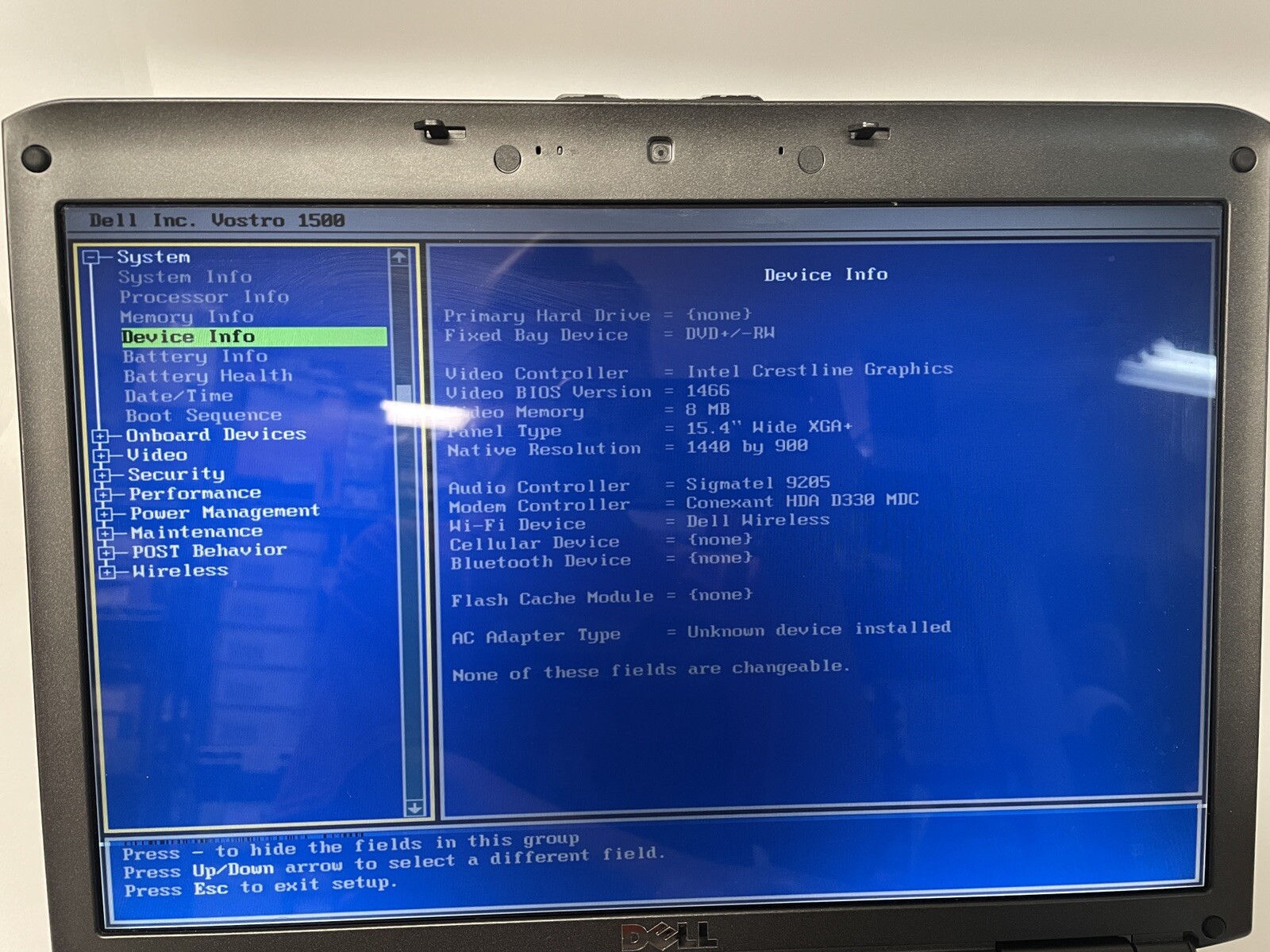 Dell Vostro 1500 15.4in. Notebook/Laptop – Black – PP22L See BIOS Pics