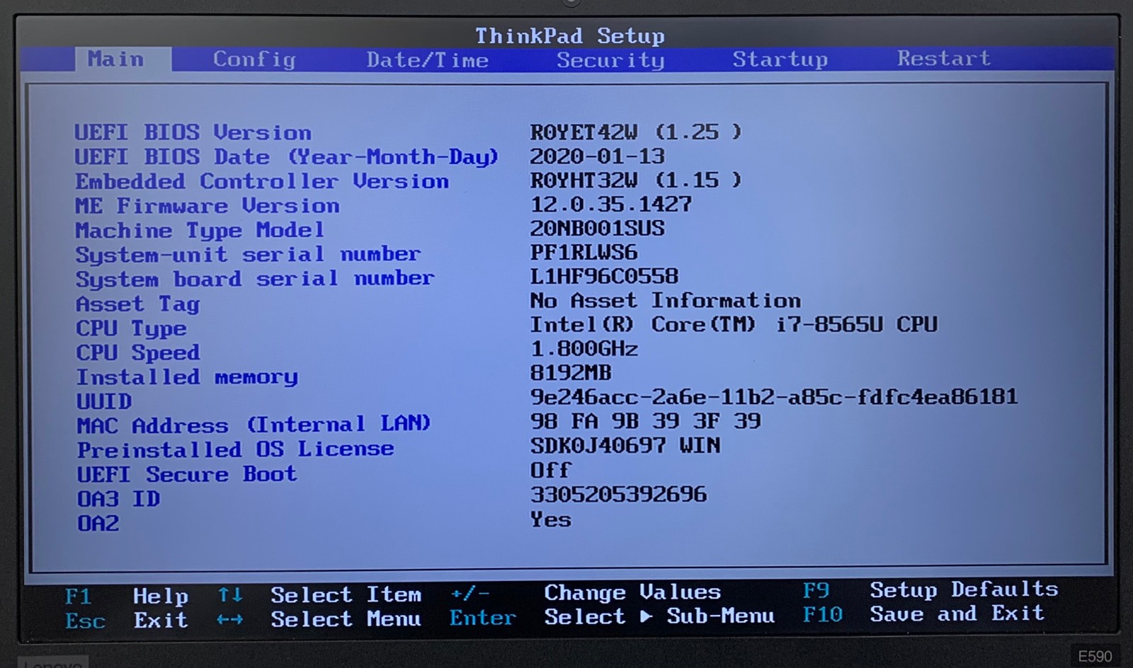 Lenovo ThinkPad E590 15.6″ Laptop i7-8565U, No RAM/Storage, Remote Managed