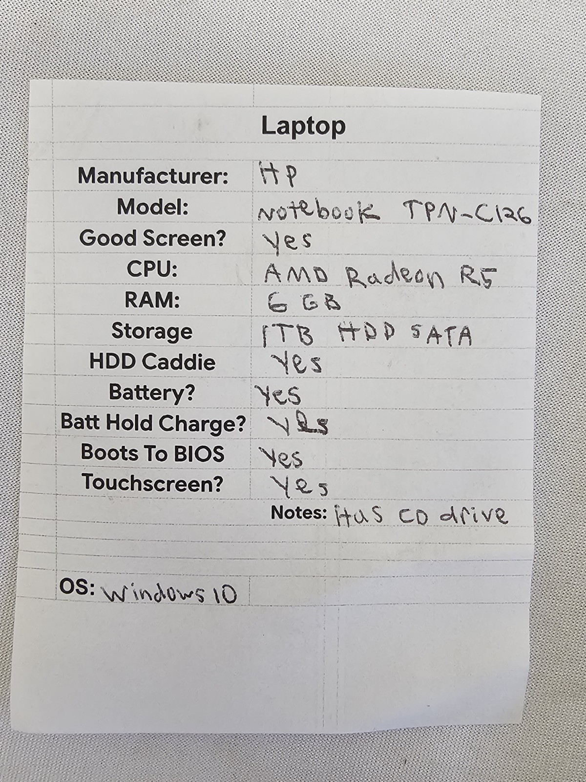 HP Notebook TPN-C126 Laptop – AMD Radeon R5 – 6GB RAM – 1TB HDD SATA – Win 10