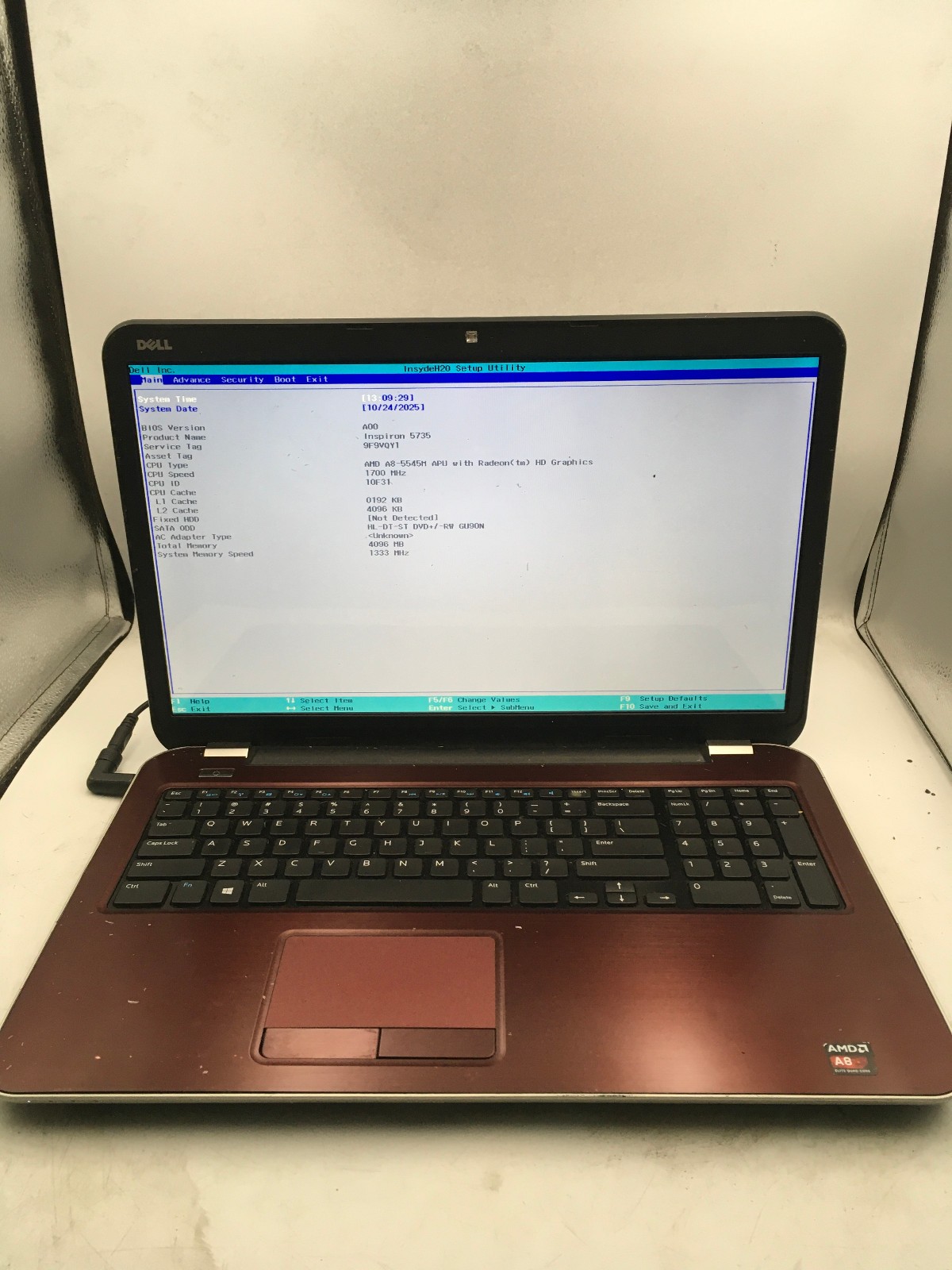 DELL INSPIRON 5735 – BOOTS TO BIOS – AMD A8 5545M – NO RAM -READ DESCRIPTION- BB