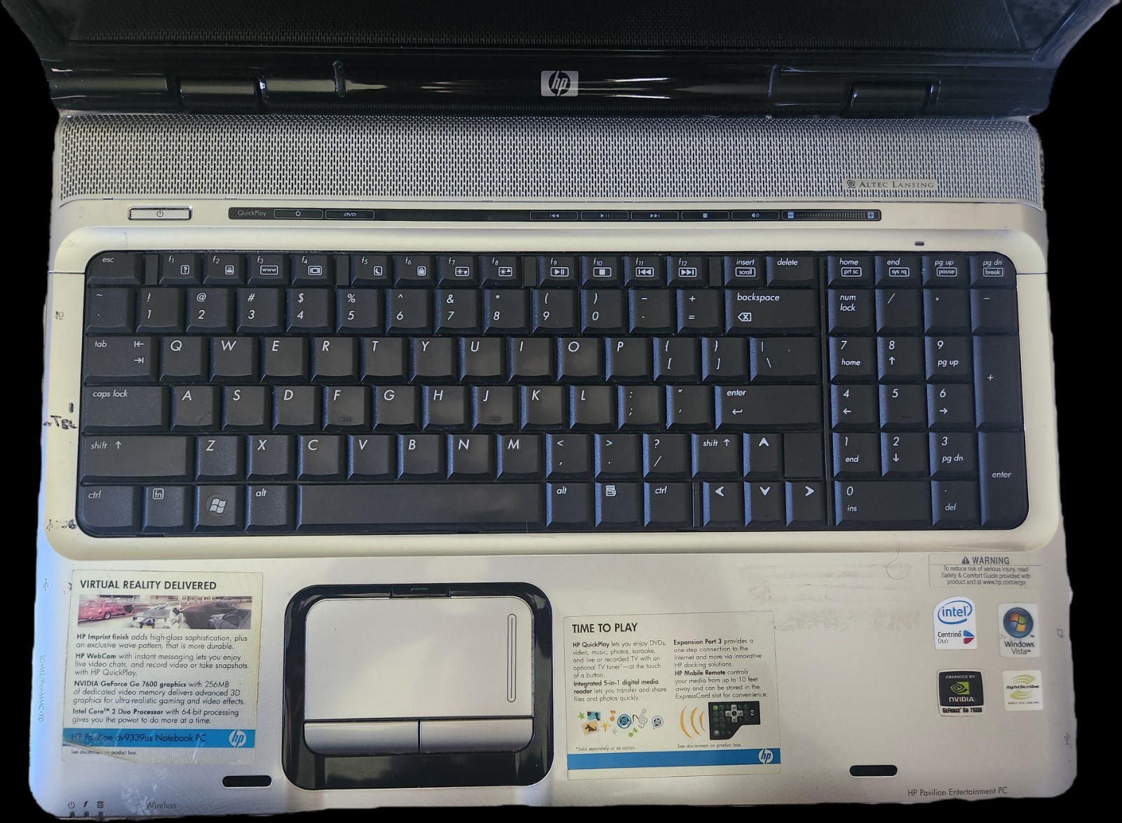 HP Pavilion dv9000 Core 2 Duo T5500 2GB 40GB HDD Linux GeForce Go 7600 For Parts