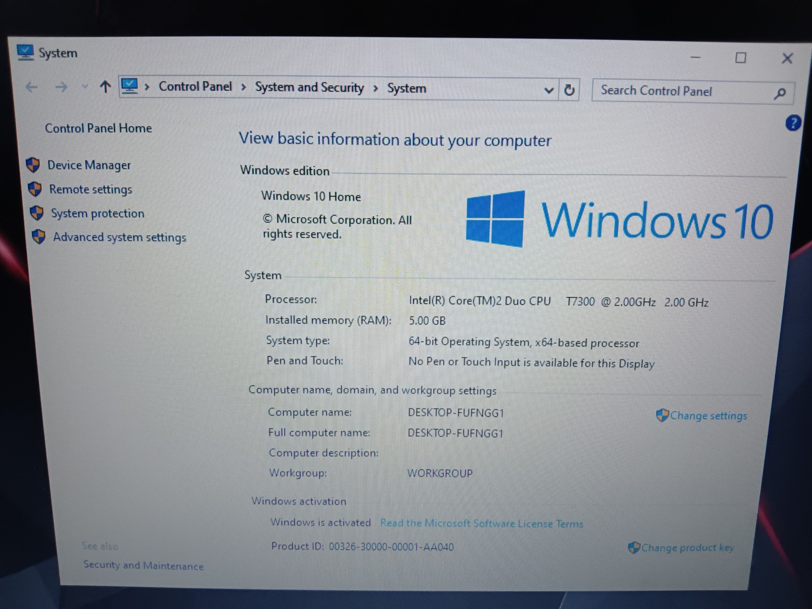 Dell Vostro 1500/Core2Duo T7300 2.00ghz/4gb/250gb/Windows 10 Pro/Web/BT/15.4″
