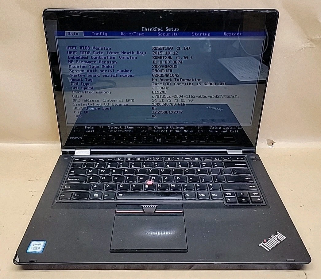 Lenovo ThinkPad Yoga 14 Intel Core i5-6200U @ 2.3GHz 8GB RAM NO SSD NO OS *READ*