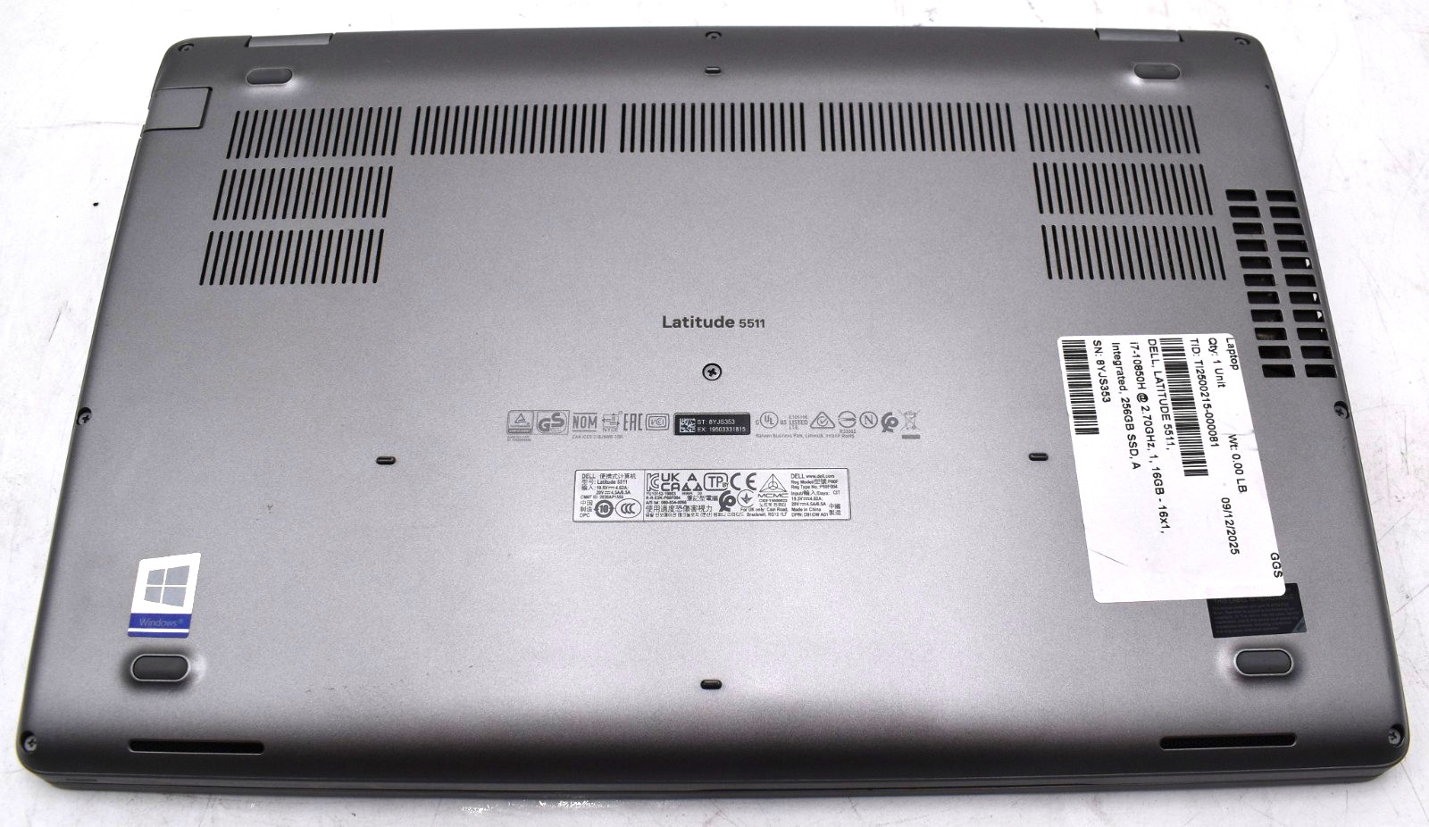 15.6″ Dell LATITUDE 5511 Laptop i5-10400H 2.60GHz 16GB RAM 512GB SSD Win 11 TL*