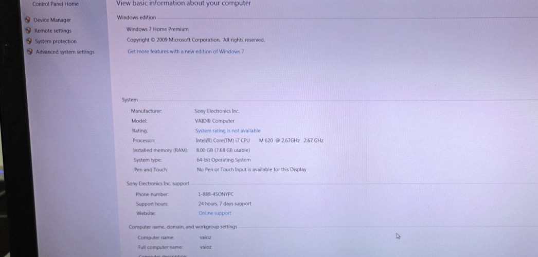 Sony Vaio VPCZ1290X Laptop Working Clean Repasted Win 7 Good Battery