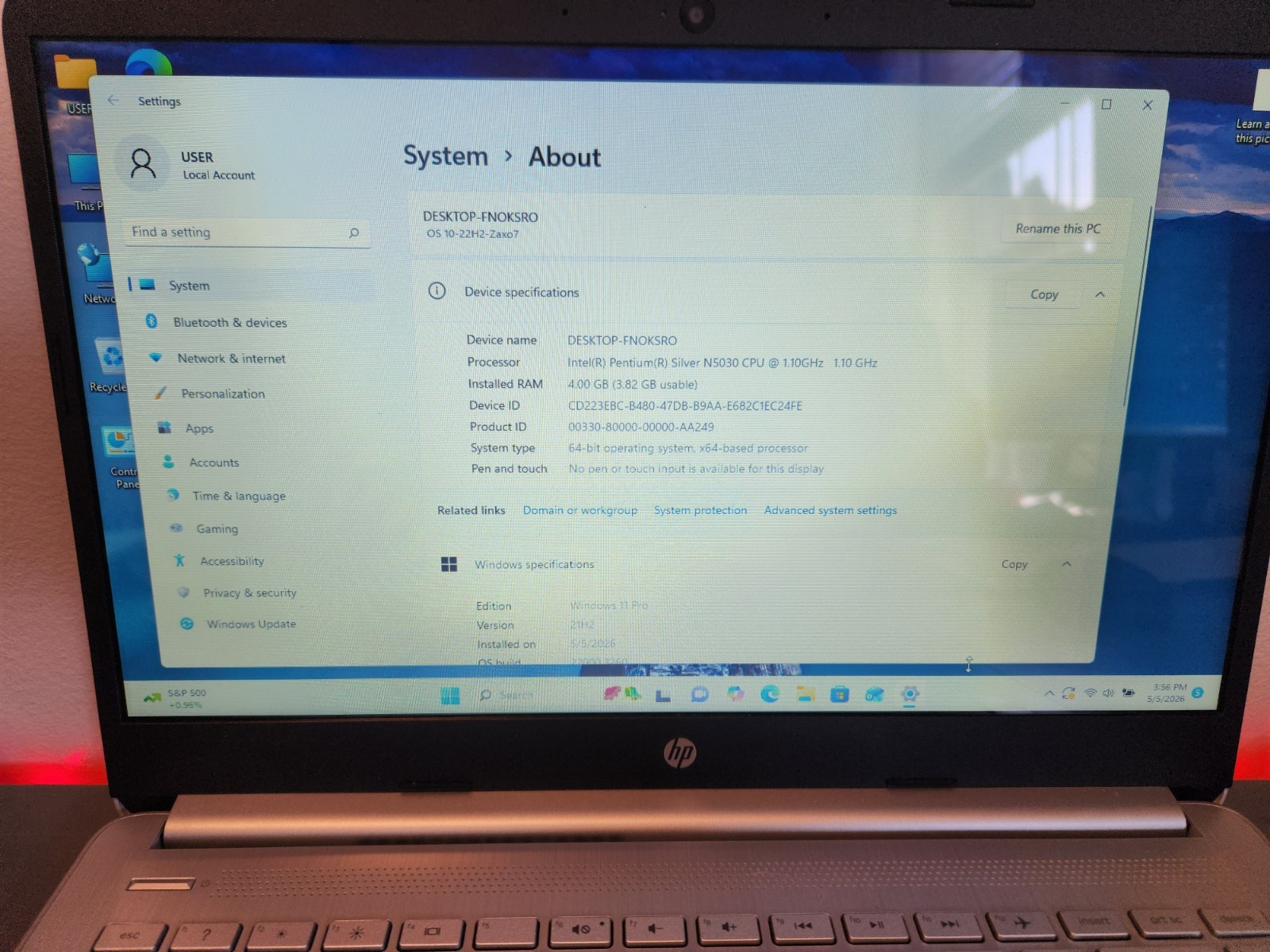 HP 14-DQ0075nr 14″ Laptop Intel Pentium SilverN5030 4GB RAM 64GB eMMC Win11Pro