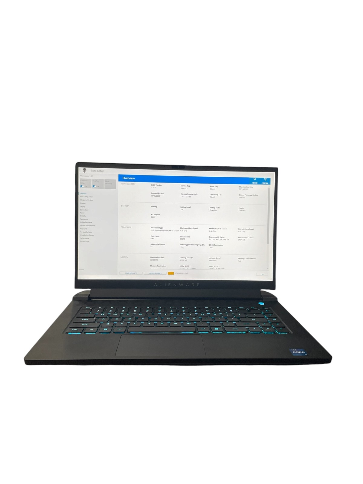 Alienware M15 R7 15″ – I7 2.3GHz – 32GB RAM- 4TB SSD – Grade D