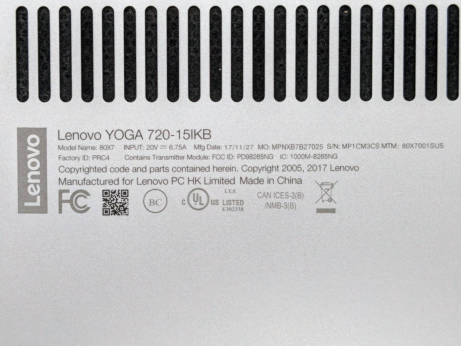 LENOVO YOGA 720-15IKB 2 IN 1 15″ 4K I7-7700HQ GeForce GTX 1050 Palmrest *READ*