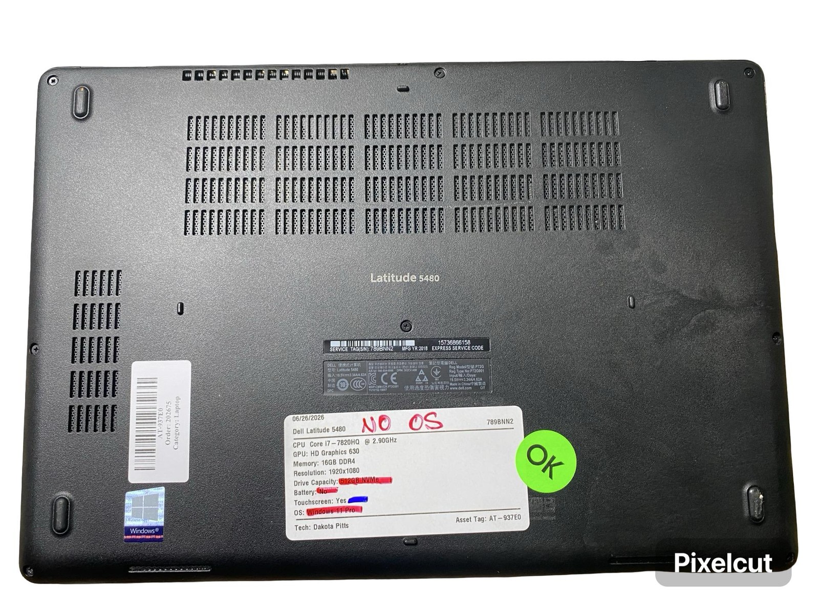 Dell Latitude 5480 Corei7 7820HQ 16GB No OS/SSD No Battery Grade C