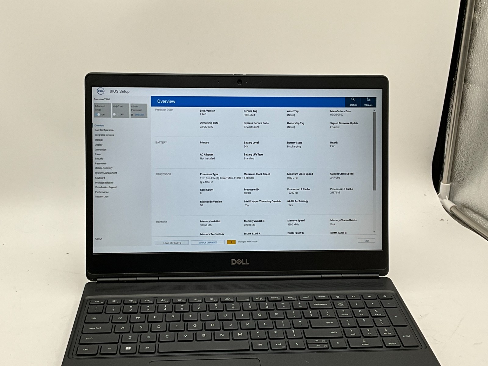 DELL Precision 7560 i7-11850H 2.50G 32GB 1tb T1200 15.6″ WIN11 H8BL7M3 *FAIR