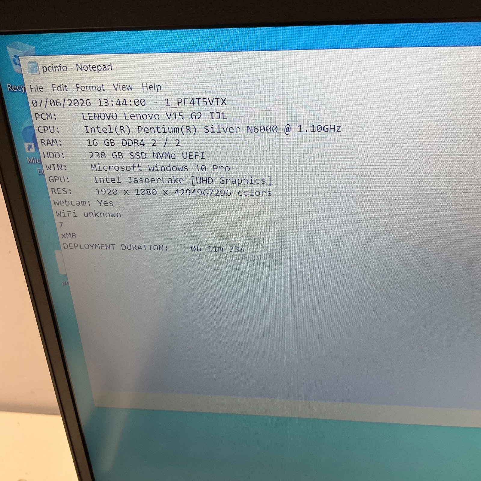 Lenovo V15 G2 IJL 15.6-inch Celeron N4500 16GB RAM 256GB SSD Windows 10 Pro