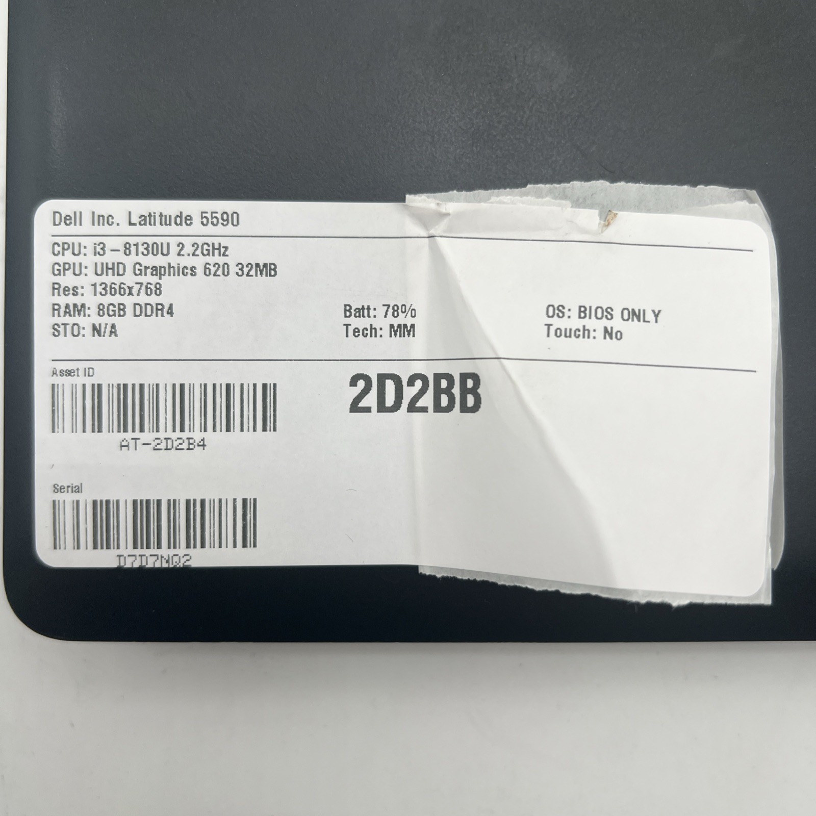 Dell Latitude 5590 I3 8130U 2.2.GHz 8GB RAM No Drive No OS