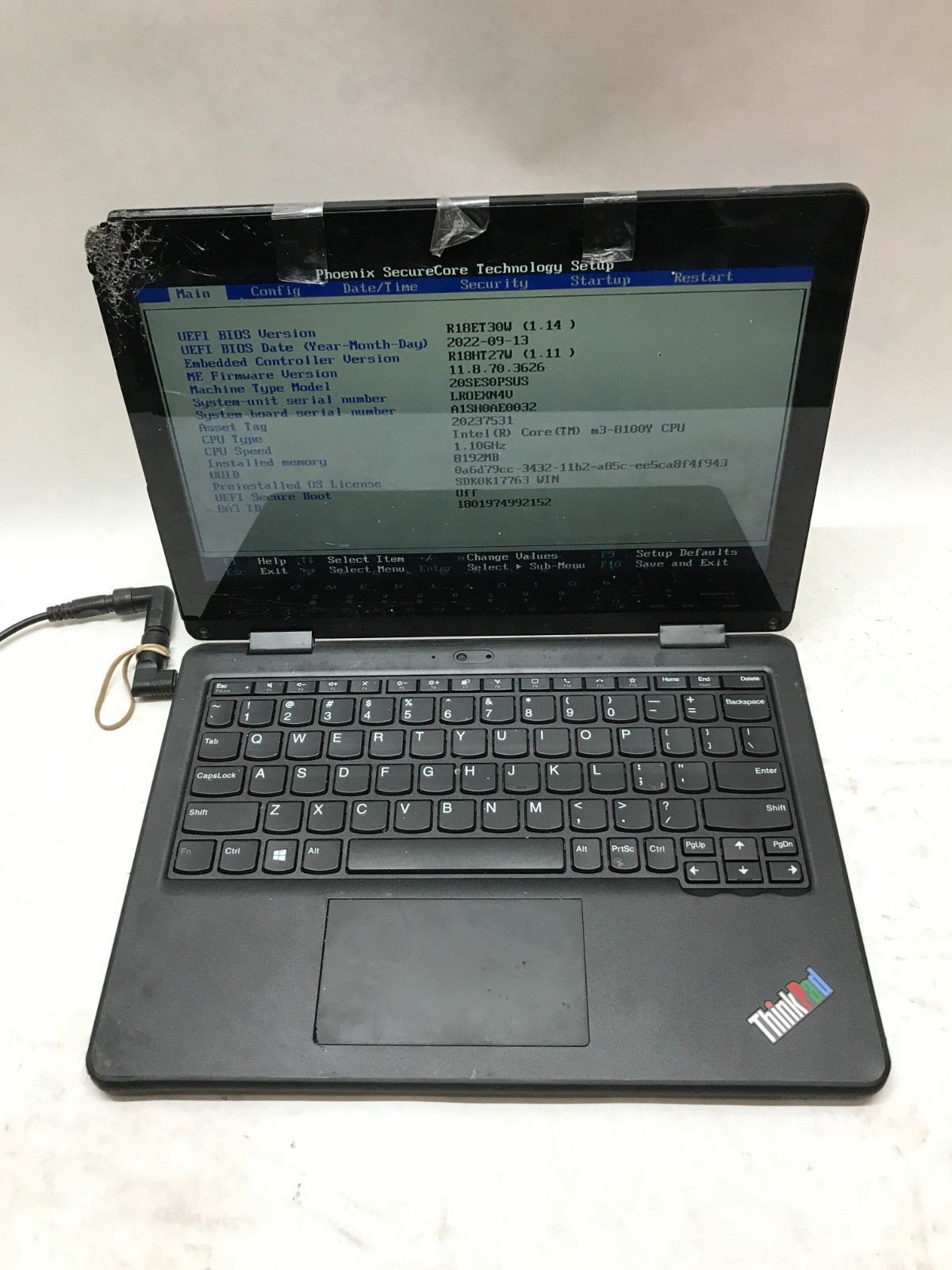 Lenovo ThinkPad 11e Yoga Gen 6 11″ Intel Core m3 8GB RAM NO SSD/OS Cracked! – DW