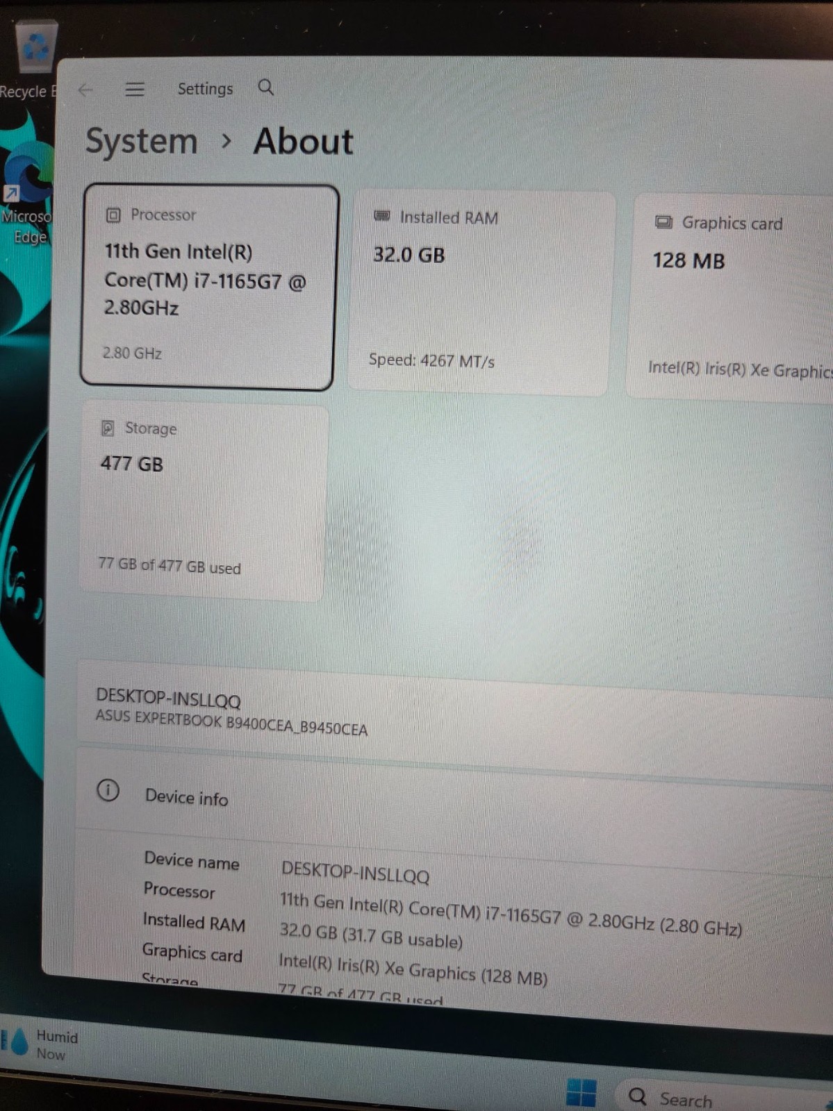 Asus ExpertBook 14″ B9450CE i7-1165G7 SSD-512GB RAM-32GB Laptop. ( only 2.2lb )