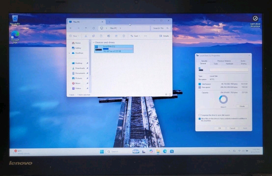 Lenovo thinkpad T440 Intel Core i5-4300 8GB RAM 240GB SSD Windows 11 Pro
