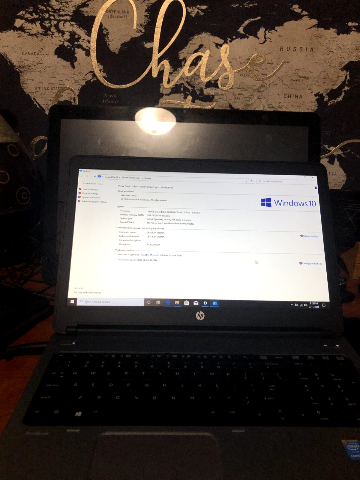 hp probook 650 g1 i7-4712MQ CPU 2.30 GHZ 8 GB RAM 256 SSD WIN 10 PRO