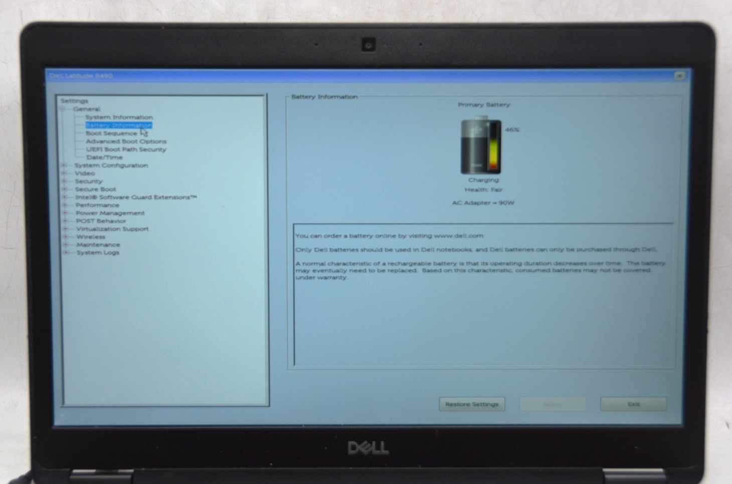 Dell Latitude 5490-i5-8250U-@1.6GHz-8GB RAM-NO STORAGE OR OS *USED/TESTED* READ