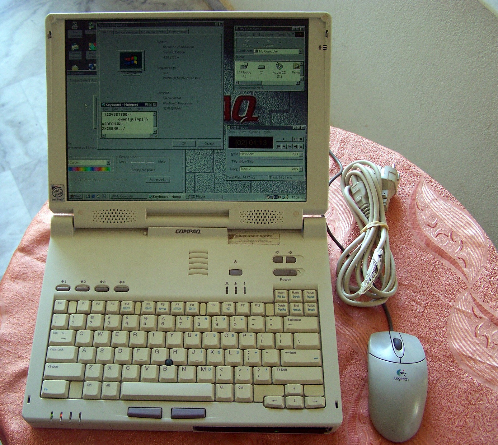Vtg 1997 Compaq Armada 7792 Intel P2 Win-98 Serial Parallel-ΝΟ 1700 ibm dos e500