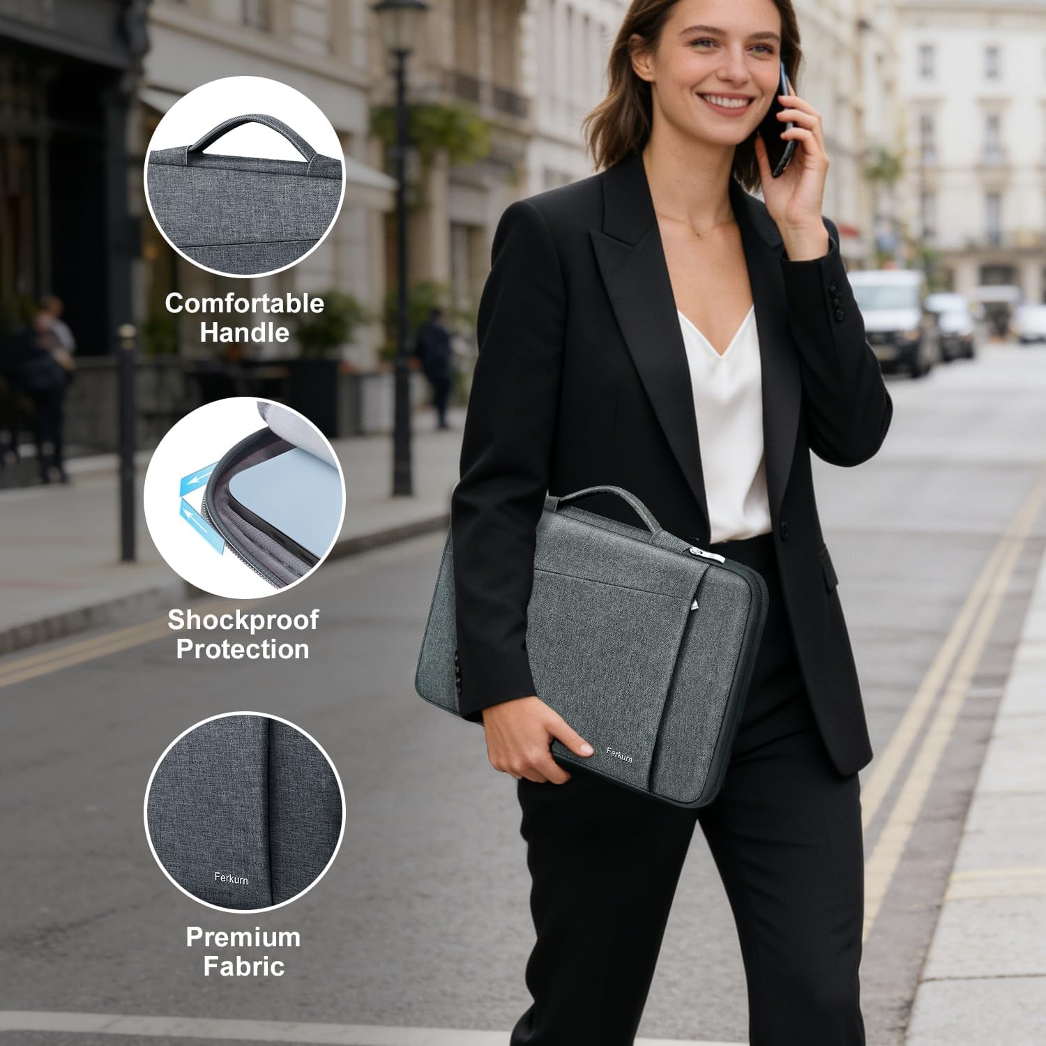 Gray Laptop Sleeve Case 15.6 inch for Men Women Chromebook, Compatible with MacB