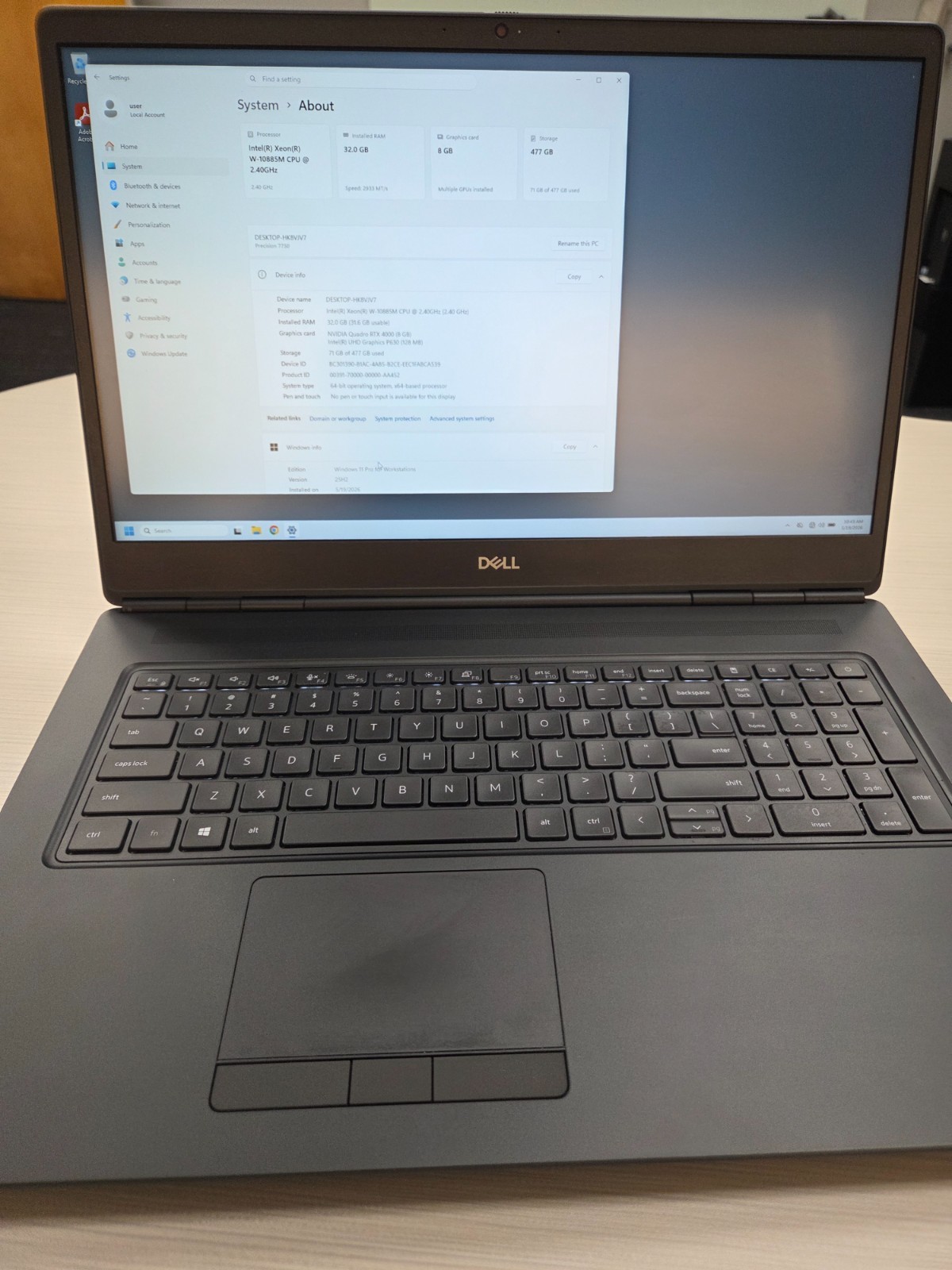 Dell Precision 7750 XEON W-10855M 17″ 2.4Ghz 32GB RAM 512GB SSD+Charger+Nvidia