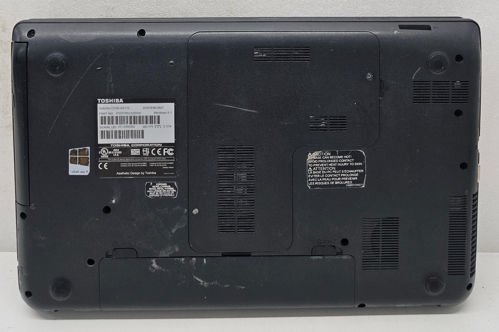 Toshiba Satellite C55D-A5170 15.6″ Laptop AMD E1-2100 4GB Ram NO HD/OS (FL)