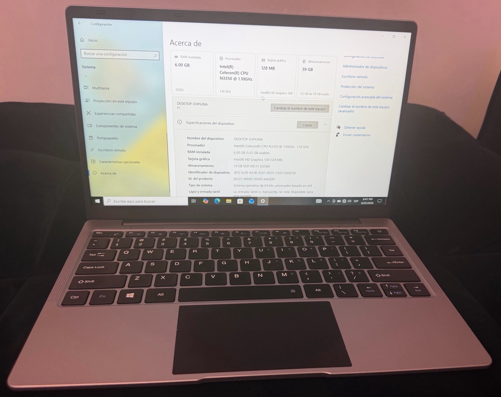 Intel 14in Laptop Celeron N3350 64GB RAM Win10 Wi-Fi BT HDMI Silver
