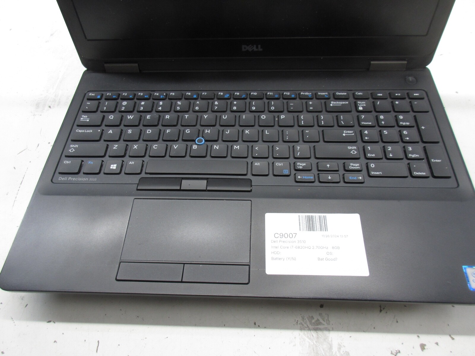 Dell Precision 3510 Intel Core i7-6820HQ 2.70GHz 8GB NO HDD No Batt