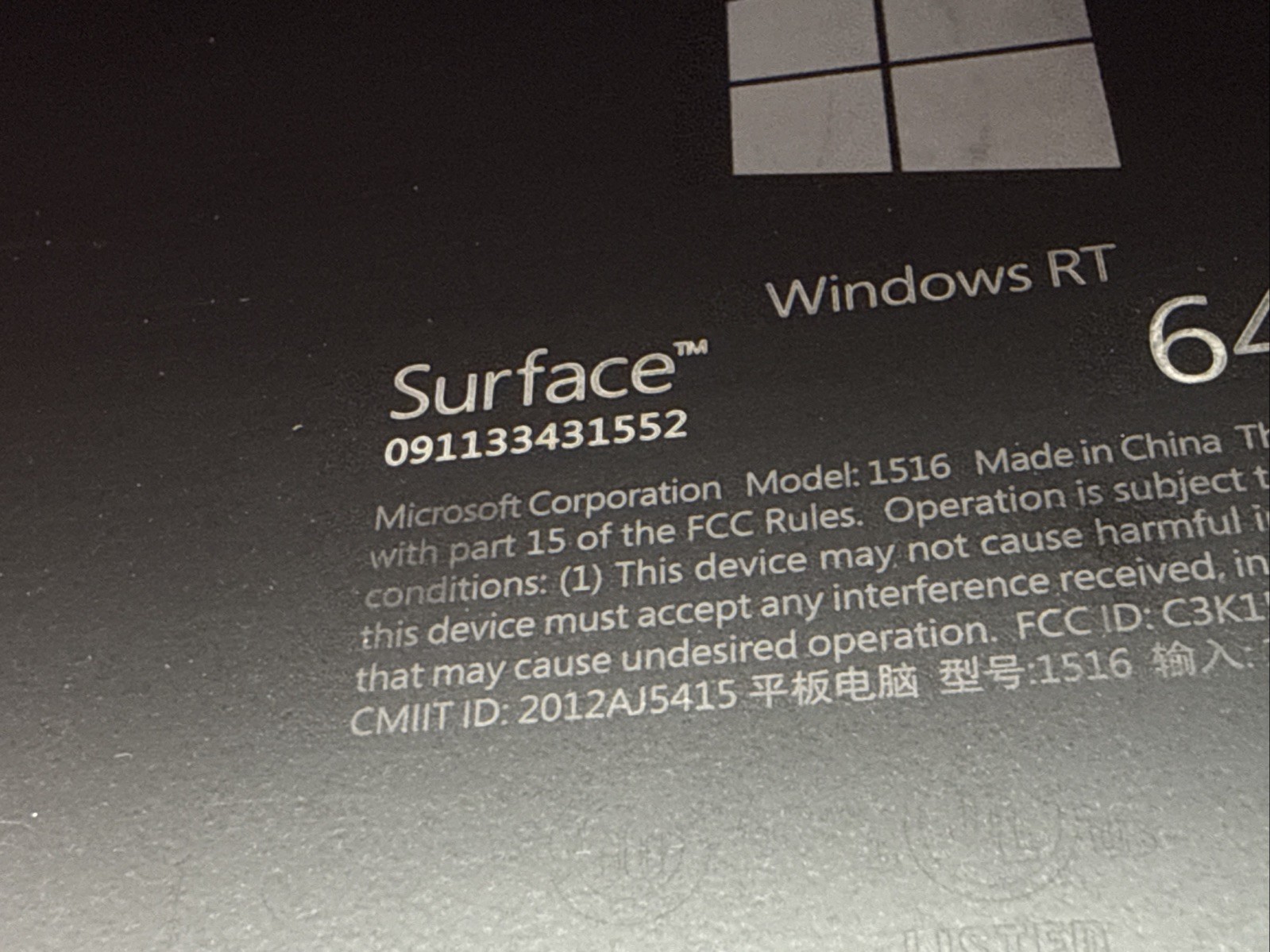 Windows Surface Pro Tablet, 8.1 Model 1516, Windows RT 64GB – with charger Read!