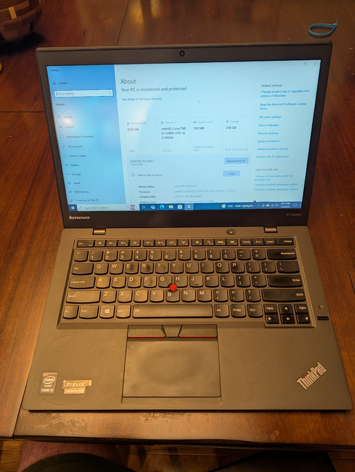 Lenovo ThinkPad X1 Carbon 3rd Gen | i5-5200U | 8GB RAM | 256GB SSD