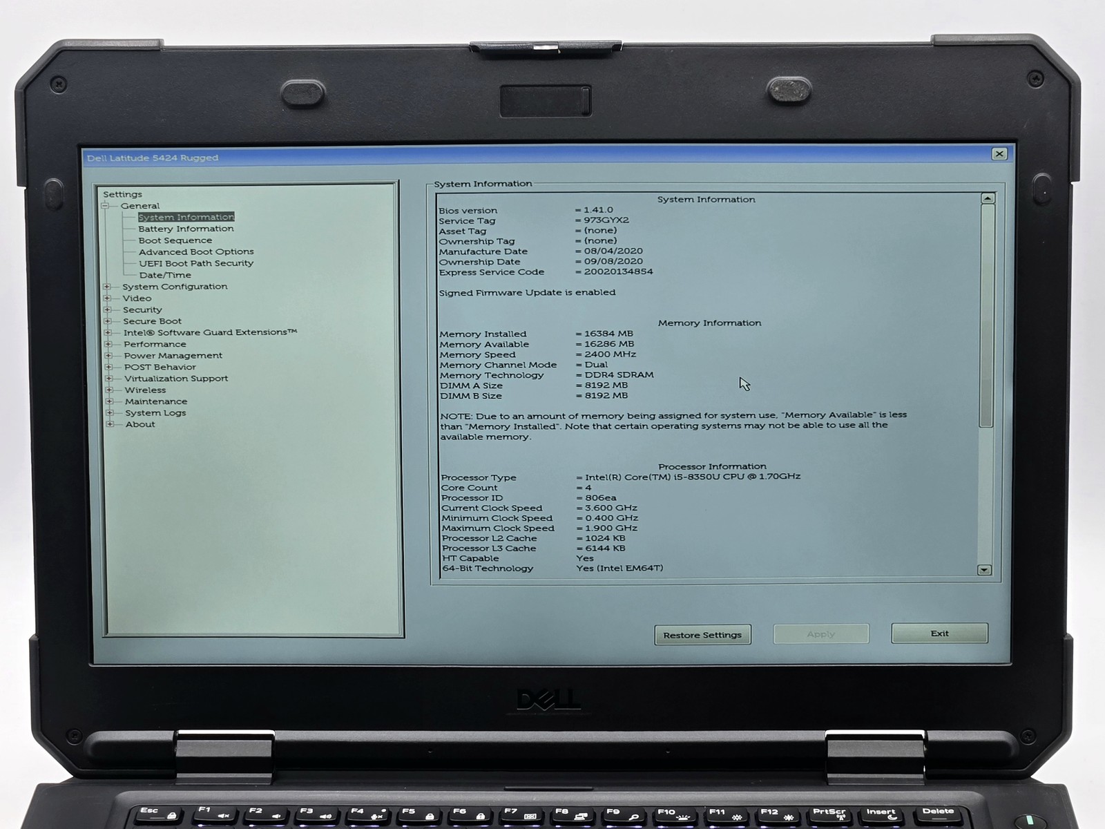 Dell Latitude 5424 Rugged 14″ FHD I5-8350U 512GB 16GB W11P Backlit 4G LTE RGB