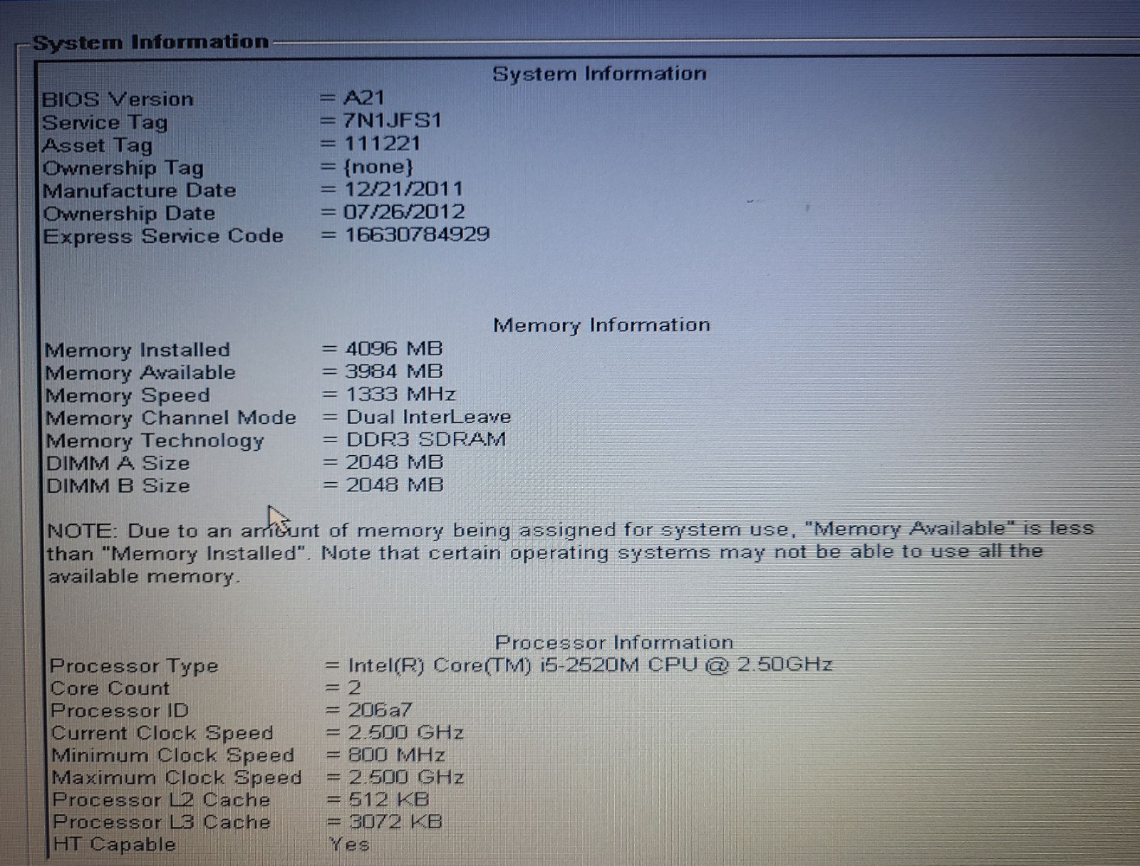 Dell Latitude E6420 Intel Core i5-2520M 4GB 200GB Windows 10 Home