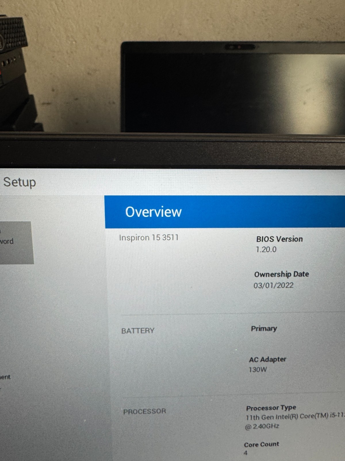 Dell Inspiron 15 3511 Core I5-1135G7 8GB RAM Laptop For Parts/Repair #5450