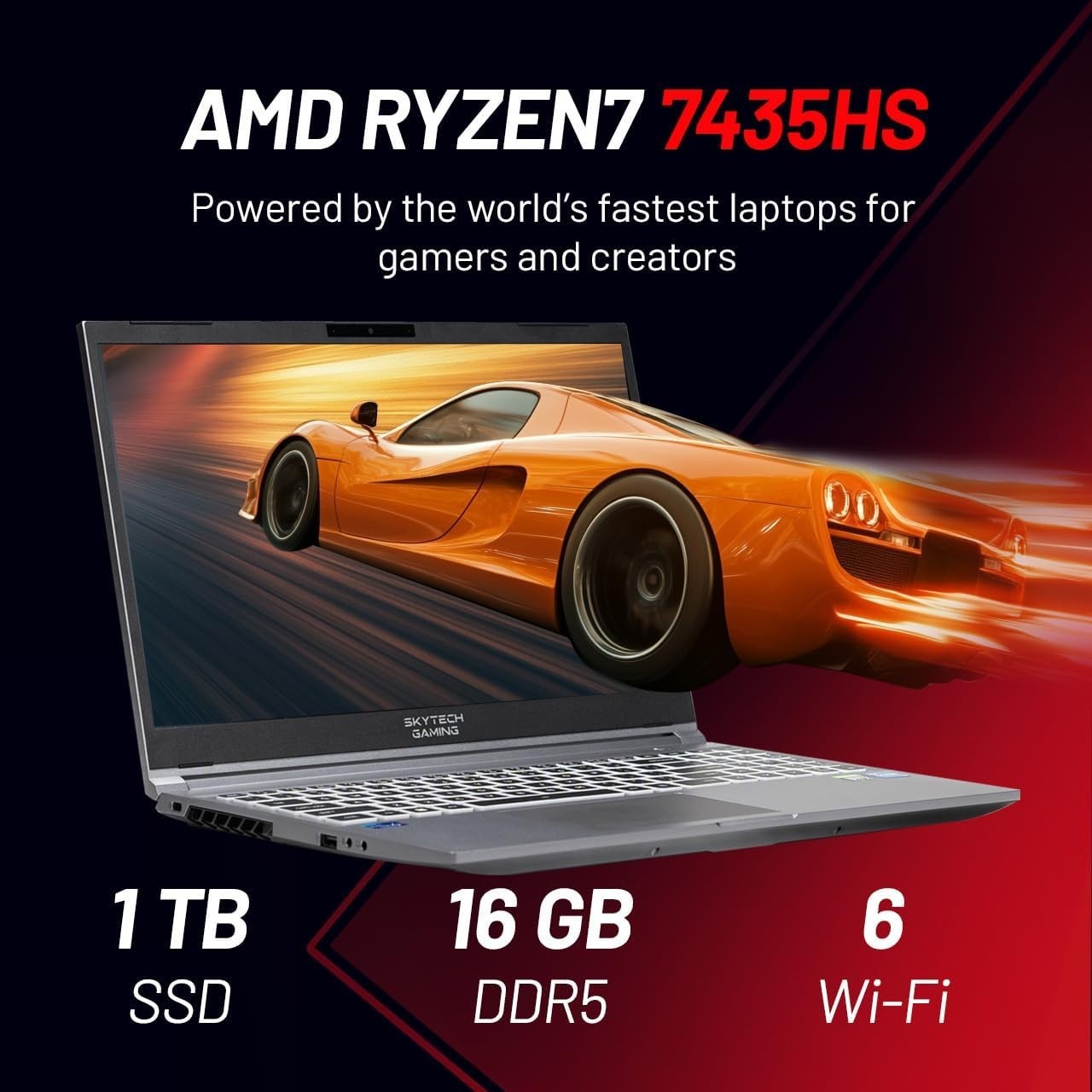Skytech Gaming Lumi Gaming Laptop: Ryzen 7 7435HS,RTX 4050, 1TB Gen4, 16GB-USED