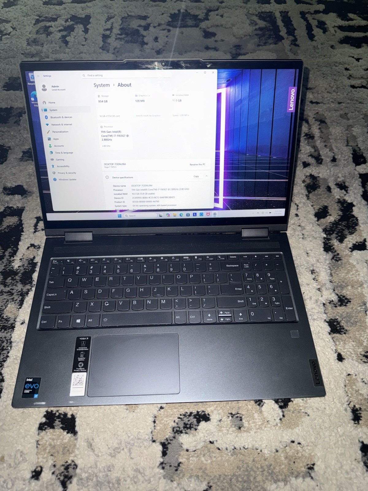 Lenovo Yoga 7 15ITL5 Intel Core i7-1165G7 2.8GHz 16GB RAM 1TB SSD 15.6″ Touch