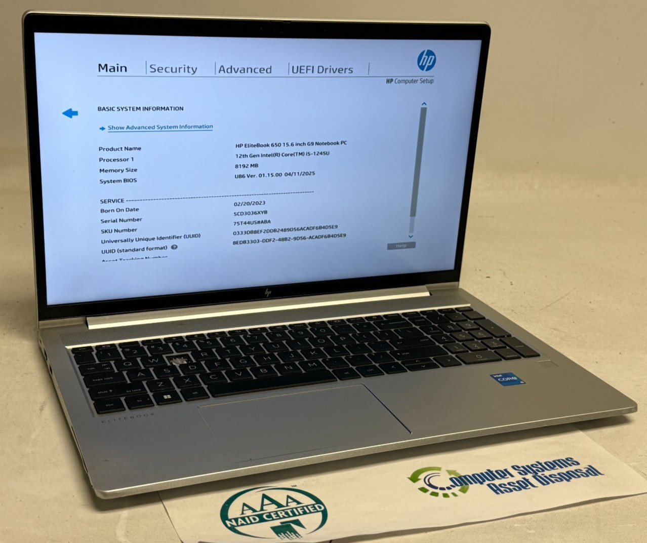 HP EliteBook 650 G9 15.6″ (i5-1245u 3.90GHz – 8GB RAM – NO OS/HDD)
