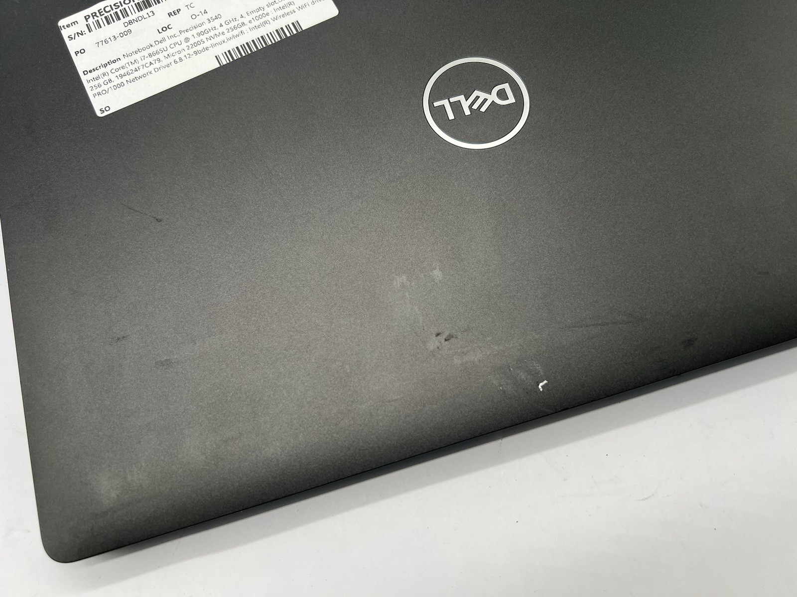 Dell Precision 3540, i7-8665U CPU, @ 1.90GHz, 16GB RAM, 256GB NVMe-No OS/AC